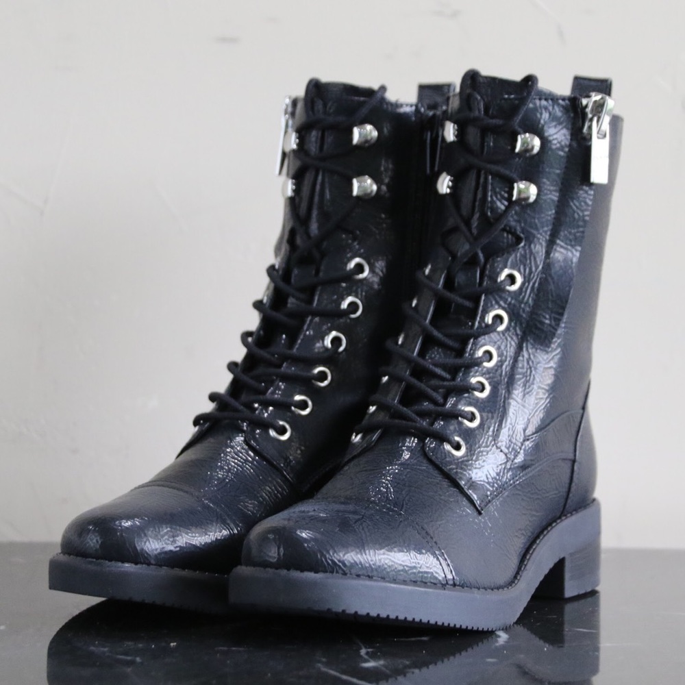 Marc Fisher Lace-up Boots - Black Patent